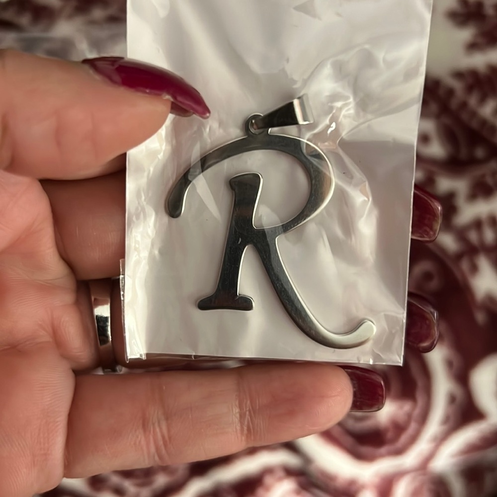 Large R Stainless Steel Initial Pendant